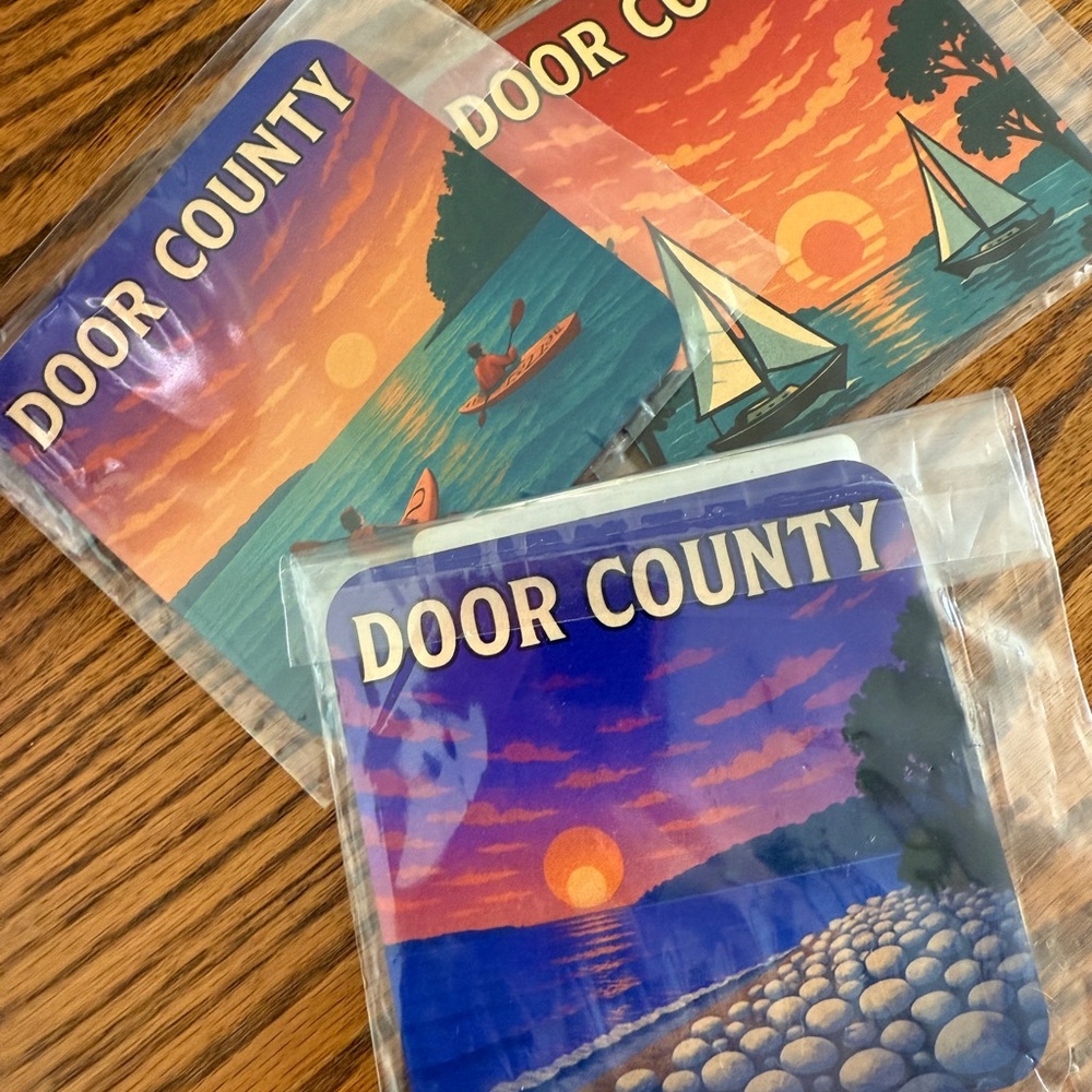 Door County Scenic corkback Coaster Set